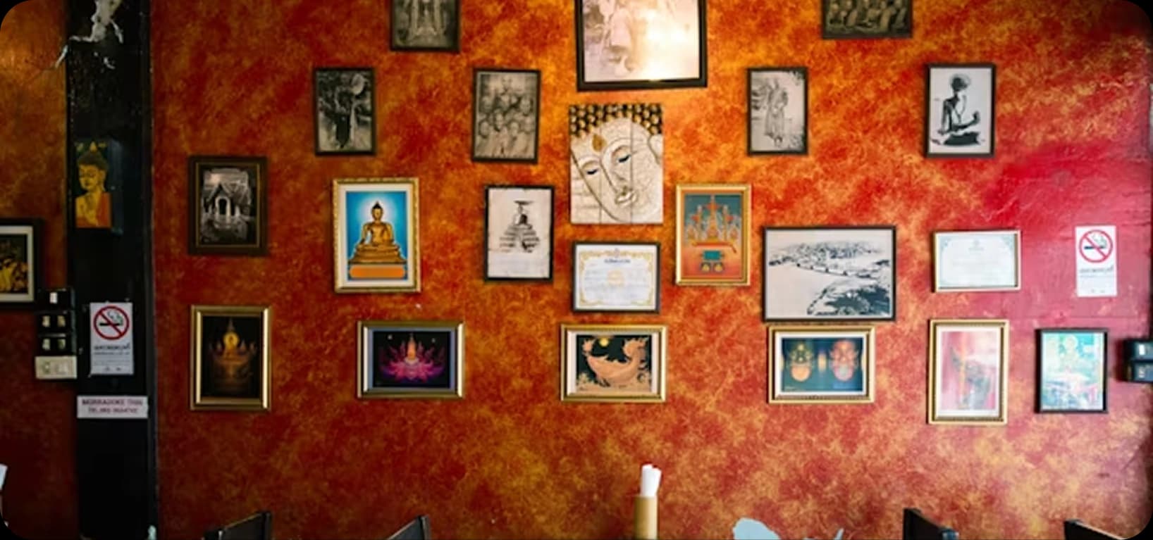 Gallery wall with various frames